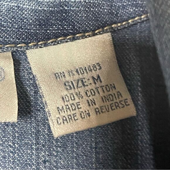 Vintage 90s Bleu Bayou Denim Jacket Medium Blue Embroidered Sequin Mid Length - Picture 7 of 16